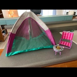 American Girl Tent, Lawn Chair, and Firepit